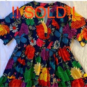 !! SOLD !!  and multi-coloured floral dress with vintage floral print &
